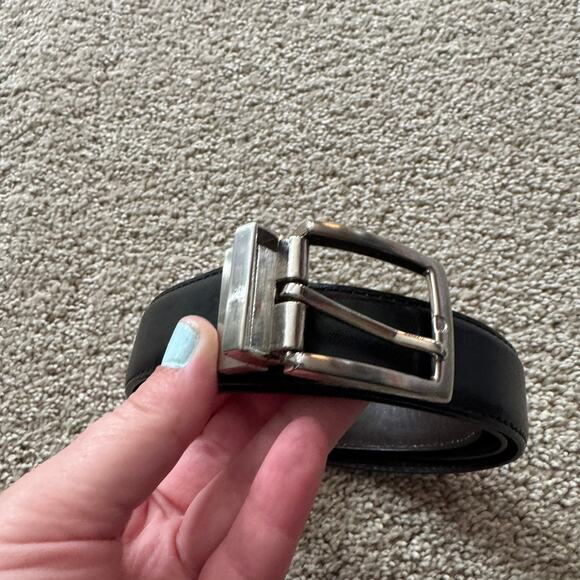 1913 Men's Genuine Leather Belt Black w/ Silver Hardware Men's Waist Size 46 - Picture 2 of 13